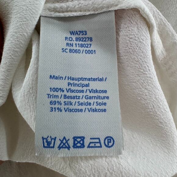 Boden Top Womens US10R Ivory Viscose Sheer Shoulders Long Sleeves Button Front - Picture 15 of 16